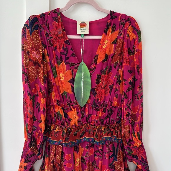 NWT Farm Rio Tropical Tapestry Long-Sleeve Minidress Size S - Picture 7 of 15